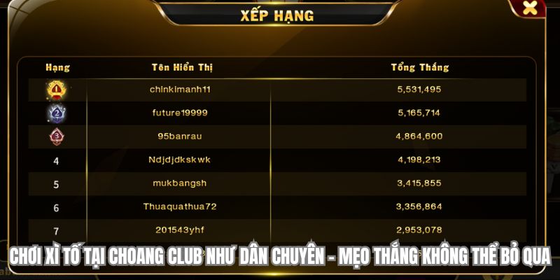 choi xi to tai choangclub nhu dan chuyen